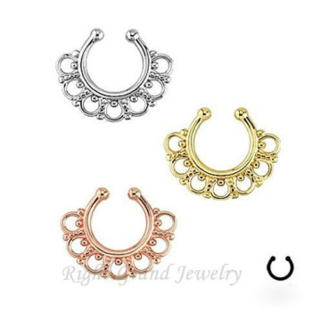 Nose Body Jewelry Gold Plated 14G Septum Indian Body Jewelry